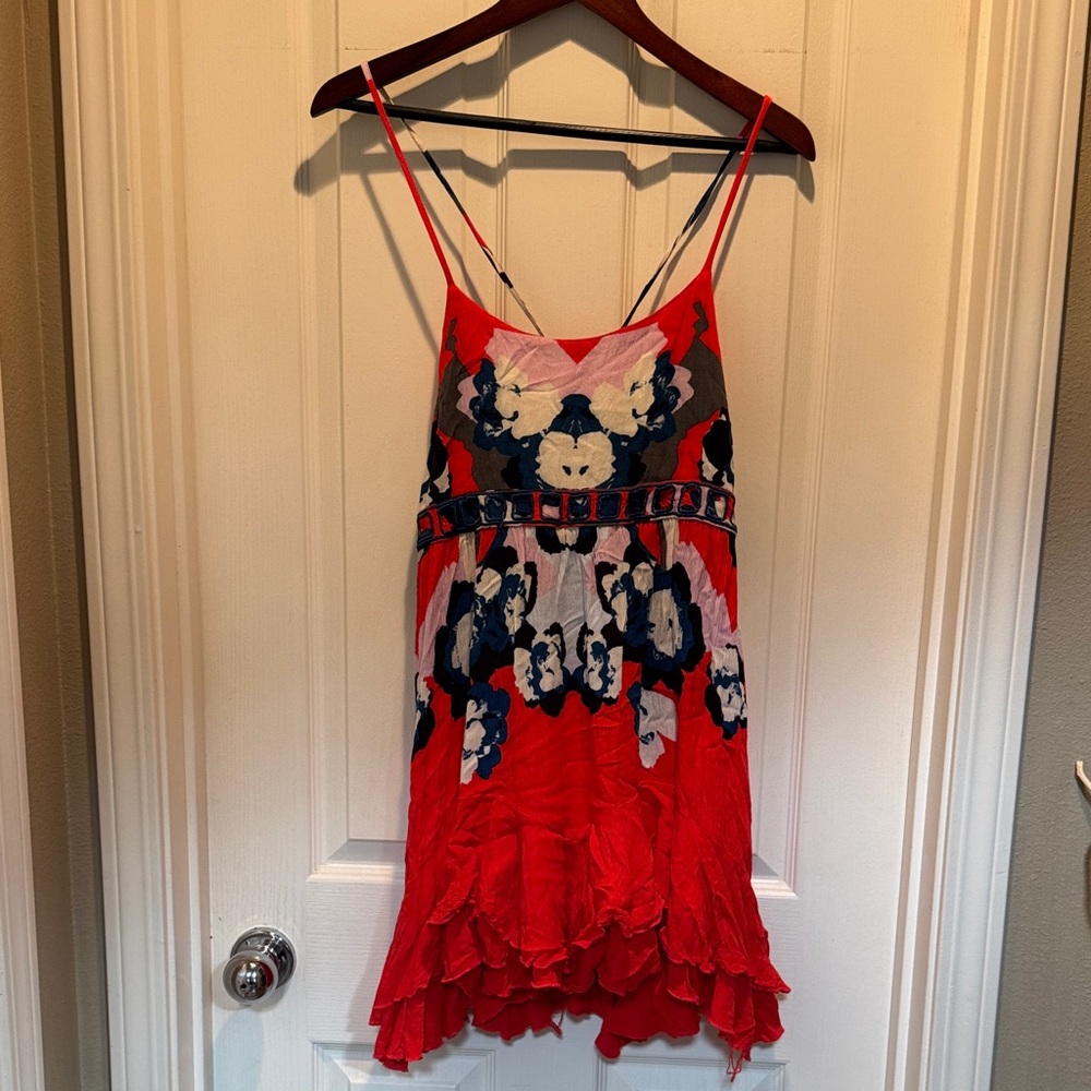 Free People Red and Blue Patterned Fabric